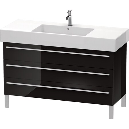 X-Large Vanity Unit Black High Glo 588X1200X470mm 3 Drawers For 0329